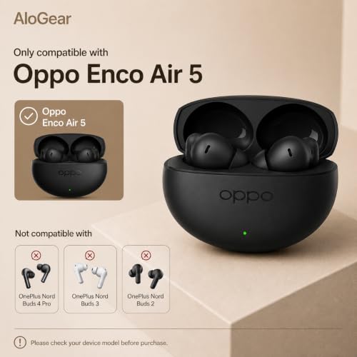 Image of Silicone Case for Oppo Enco Air 5 TWS Earbuds, Shockproof Cover with Heavy Duty Carabiner, LED Visible (Navy Blue)
