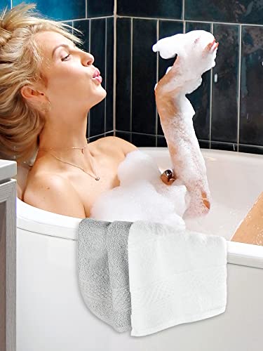Cleanbear Wash Cloths For Your Body 24-Pack Washcloths Face Towels Soft Cotton Washcloth Set For Sensitive Skin White, Beige And Light-Grey Washcloth For Bathrooms #TOP4