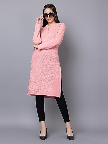 Image of Tysort Women's Winter wear Desiner Kurtas Embroidery Woolen Kurtis for Women
