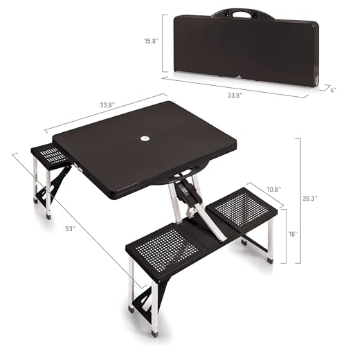 Image of PICNIC TIME NFL Picnic Table Portable Folding Table with Seats and Umbrella