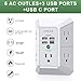 Wall Charger, Surge Protector, QINLIANF 5 Outlet Extender with 4 USB Charging Ports, 3-Sided 1680J Power Strip Multi Plug Adapter Spaced for Home Travel Office