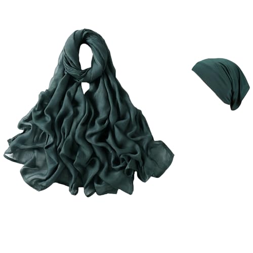Premium Viscose Hijab Scarf with Model Undercap Hijabs Set For Women Head Wraps Solid Color Scarves