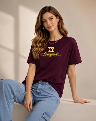 Image of London Hills Women's Loose Fit Graphic Printed T-Shirt | Soft Cotton Blend Fabric | Round Neck Half Sleeve Casual Top, Travel & College