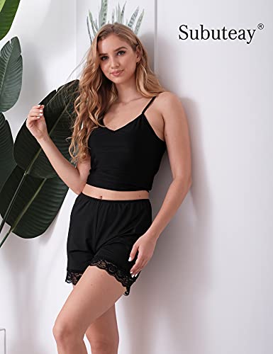 Subuteay Bloomers for Women Anti Chafing Slip Shorts Loose Pettipants with Lace Trim Mid Thigh2