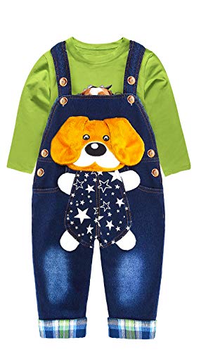 Chumhey Baby Cute 3D Cartoon Decoration Knitted Jeans Overalls Pants Set,6-12 Months