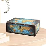 Cyhamse la Vendimia,Baúl Estilo Británico Madera y Cuero con Cerradura | Caja Almacenamiento Recuerdos joyería Madera Decorativa para la decoración del hogar la Boda