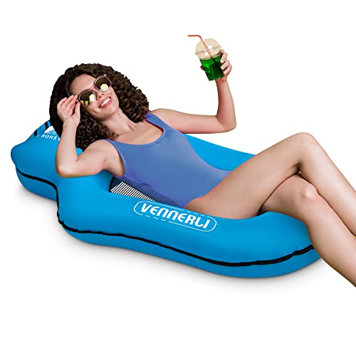 VENNERLI Mesh Mat Aufblasbarer Wasserhängematte Aufblasbares Schwimmbett,luftmatratze Wasser Bett Floating Lounge Stuhl Water Floating Pool Hängematte Wasserdicht Schwimmstuhl Wasserliege (A_BL) Cover