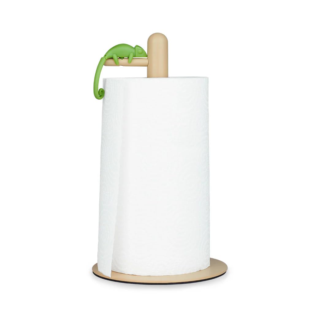 Balvi Soporte Papel Cocina Chamy Diseño de camaleón Verde, cuya Cola sujeta el Final del Papel Metal