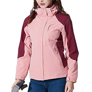Veste 3 en 1 pour Femme Court étanche Coupe-Vent Épaissir Dames Veste Polaire Extérieur Manteau Vêtements dalpinisme Ski Snowboard Manteau Rose, Rouge, Marine, Violet (M, L, XL, 2XL, 3XL, 4XL)