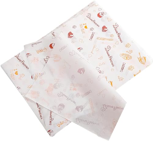100 Hojas Papel para Envolver Comida, Impermeable y a Prueba de Aceite, para Alimentos, Queso, Sándwiches, Panes, Papas Fritas