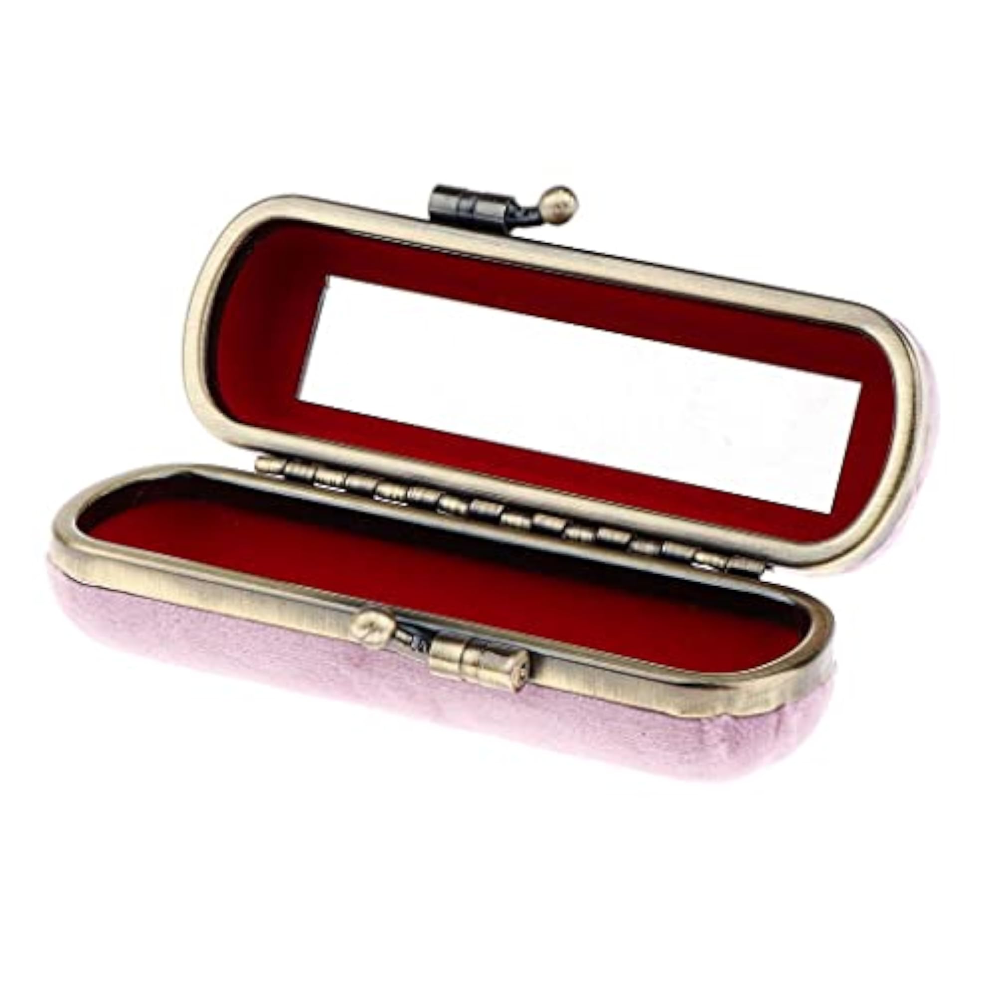 Pink Lipstick Holder Makeup Case with Mirror, Pocket Size