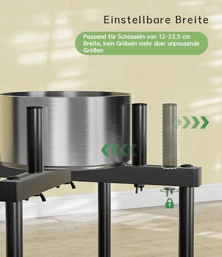 EKNITEY Erhöhter Verstellbarer Hundenapf Ständer - Metall Hunde Fressnapf Ständer für Mittelgroße & Kleine Hunde, Breitenverstellbar rutschfest Hundenapf Ständer, Schale Nicht enthalten