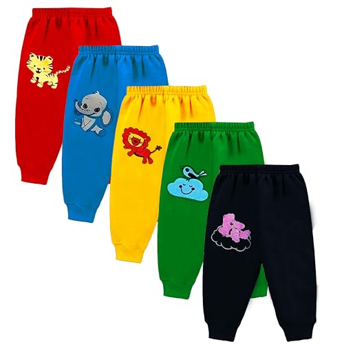 Image of Baby Boys' & Girls Pyjamas Regular Fit Cotton Printed Pajama Pants | Toddlers Lower | Track Pants | Kids Pyjama | Infants Joggers | Child Trackpants (Pack Of 5)