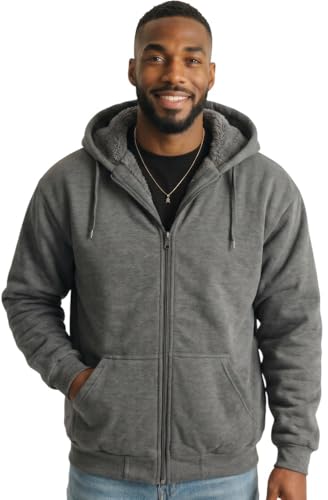 Image of ToBeInStyle Men's Polar Fleece Long Sleeve Zip Up Kangaroo Pocket Cold Weather Hoodie Jacket