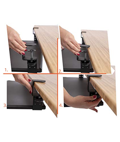 Stand Up Desk Store Compact Clamp-On Retractable Adjustable Height Under Desk Keyboard Tray | for Desks Up to 1.5" (Small, 24.5" Wide) - Thumbnail 5