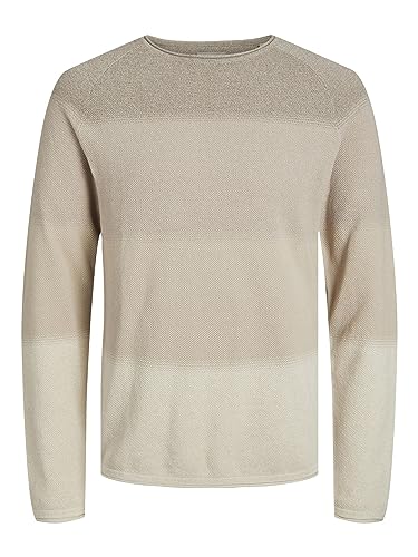 JACK & JONES JJEHILL KNIT CREW NECK NOOS, Maglione, Uomo, Oatmeal/Detail: Gradient, S
