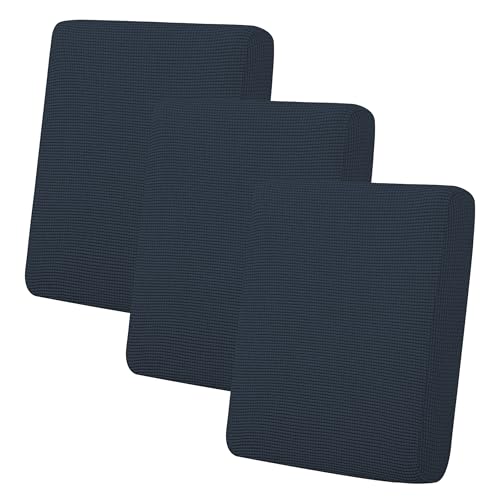 Image of Easy-Going Stretch 3 Pieces Couch Cushion Cover for Sofa Seat | Furniture Protector Sofa slipcover for 3 Cushion Couch Washable Soft with Elastic Bottom Dark Blue