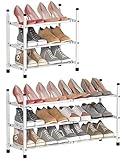 TZAMLI 3-Tier Stackable Closet Shoe Rack Organizer, Expandable and Adjustable Metal Shoes Shelf Stor