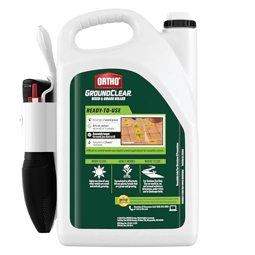 Image of Ortho GroundClear Weed & Grass Killer with Comfort Wand - Kills Dandelions, Chickweed, Crabgrass, Moss & More, OMRI Listed, Ready-to-Use Grass and Weed Killer Spray, 1 gal. (Pack of 4)