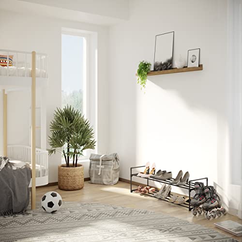 Home-Complete Rack 2-Tier Shoe Organizer For Closet, Bathroom, Entryway – Shelf Holds 10 Pairs Of Sneakers, Heels, And Boots, Black #TOP6