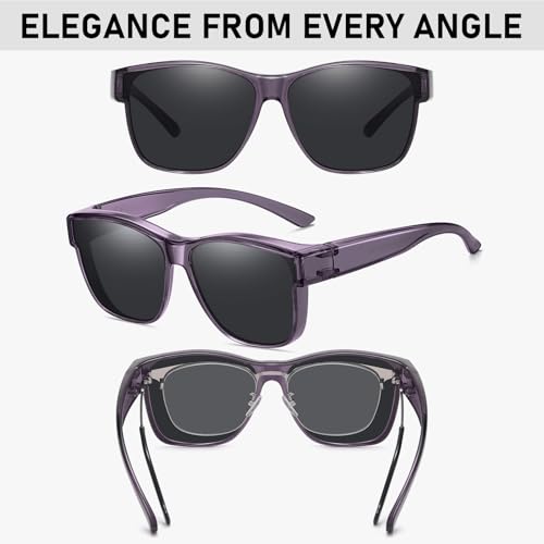 GEGURI Polarized Sunglasses Fit Over Glasses for Men Women, Oversized Square Sun Glasses UV400 Protection Shades — view 5