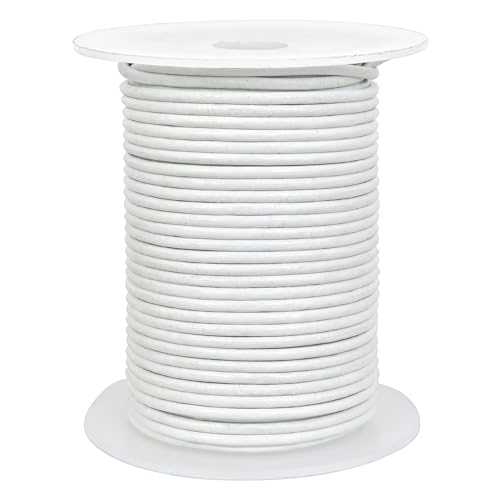 GENIQUE Real/Genuine Round Leather String Cord for Necklace Bracelets, Jewellery, Braiding (1.5mm, White) - Image 2