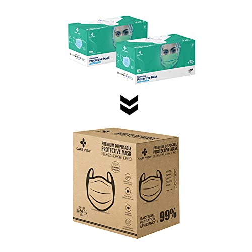Image of 3 Ply Disposable Cotton Face Masks (Pack of 100, Green) for Unisex with Nose Pin BIS, (ISI) Certified Mask with Melt Blown Layer