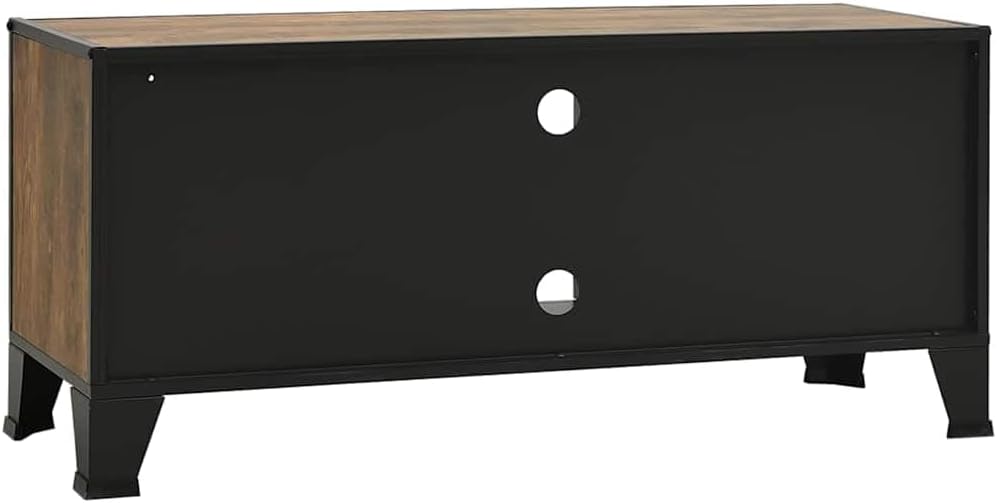 vidaXL TV Stand - Rustic Brown - Featuring Metal and MDF Construction, Spacious Storage with Mesh Doors, Cable Management Holes