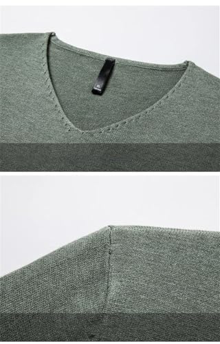 Men's Autumn Winter Vcollar Sweater Stretch Warm Cold-Resistant Top Fashion Casual Solid Color All-Matching Sweater4