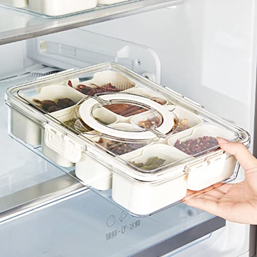 Jiawu Contenitore per Alimenti per Frigorifero Contenitore per Alimenti a Griglia Multipla di Grande capacità Design Divisorio con Coperchio per Gnocchi Verdura Frutta