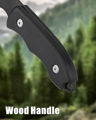 REAT 10" Camping Axe and Survival Hatchet with Sheath, Compact Outdoor Multitool Hatchet with Hex Wrench Slots, Black Wood Handle, Small Camping Gear for Hiking, Chopping, Hunting - Image 4