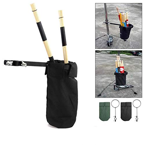 Drum Stick Holder Bag - Drumstick Bag - Handy Stick/Mallet/Brushes Bag, Drum Stick Case Bag, Stick Holders/Cases - Stick Holder with Metal Clamp for Electronic Drum Kits Set Applications (Green)