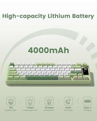 Image of Womier DK75 75% Wireless Gaming Keyboard, RGB Backlit Creamy Keyboard with Media Knob, OLED Screen, Tri-Mode 2.4GHz /USB-C /BT5.0, Anti-Ghosting No-Conflict Silent Membrane Keyboard for MAC Windows