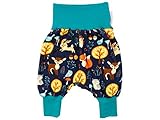 Kleine Könige Pumphose Baby Jungen Hose · Modell Tiere Wald Forest Friends Marine, tannengrün Ökotex 100 Zertifiziert Größe 74/80, Waldtiere Marine