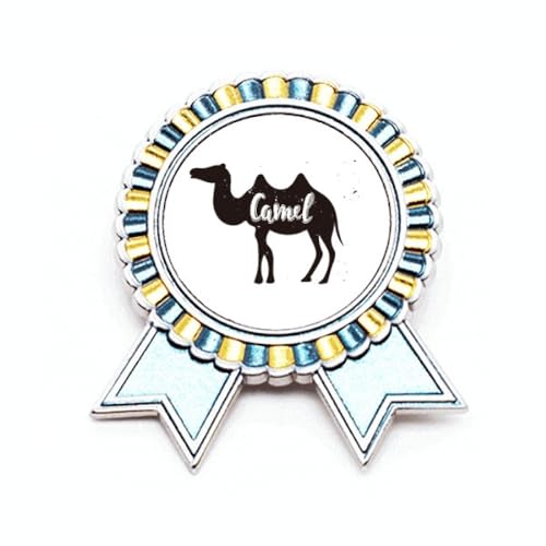 Broche animal chameau noir et blanc en métal de taille M