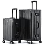 [SupTrip] スーツケース 機内持ち込み アルミフレームタイプ キャリーケース キャリーバッグ 大型 耐衝撃 TSAロック 超軽量 大容量 静音 ダブルキャスター 360度回転 おしゃれ 旅行 出張 修学 (ブラック, Sサイズ（40L/機内持込）)