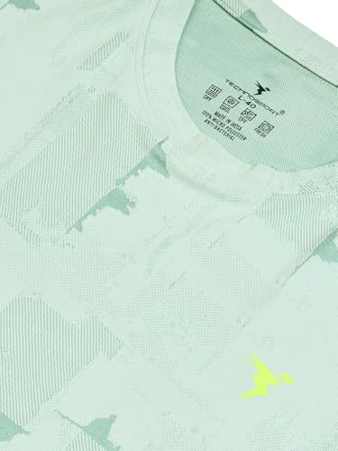 Image of TECHNOSPORT Men Polyester Regular Fit Half Sleeve Jacquard T-Shirt with Double Cool, Quick Dry & Anti Microbial for Sports, Running & Casual Use