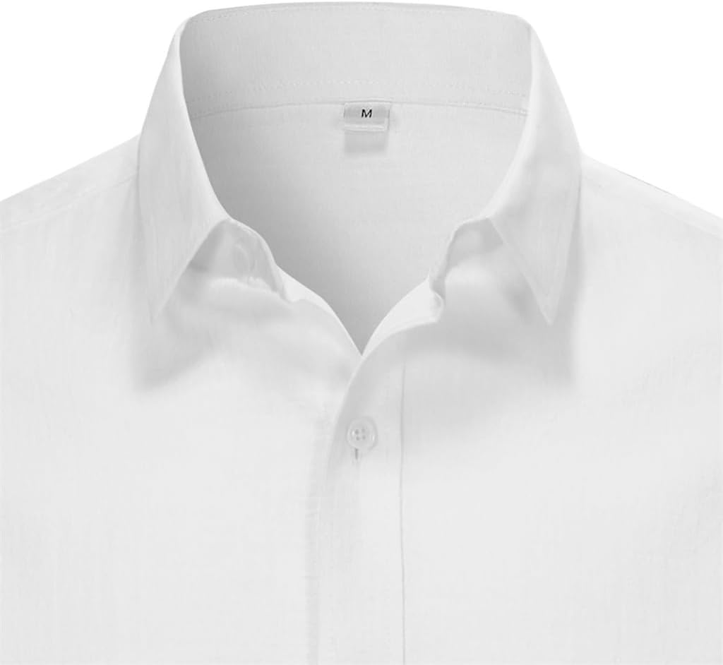 Men's Clothing Long-Sleeved Shirt Linen Cotton Business Formal Tight-Fitting Tops