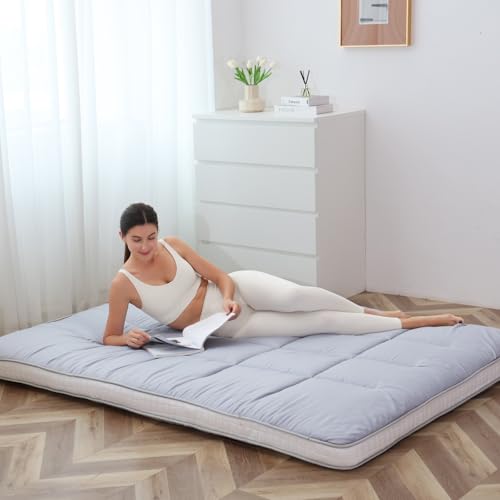 Meulbaty Queen Size Futon Mattress - Extra Thick Foldable Japanese Floor Mattress - Memory Foam Sleeping Pad for Adults - Tatami Mat Suitable for Camping & Guest - Gray - Thumbnail 6