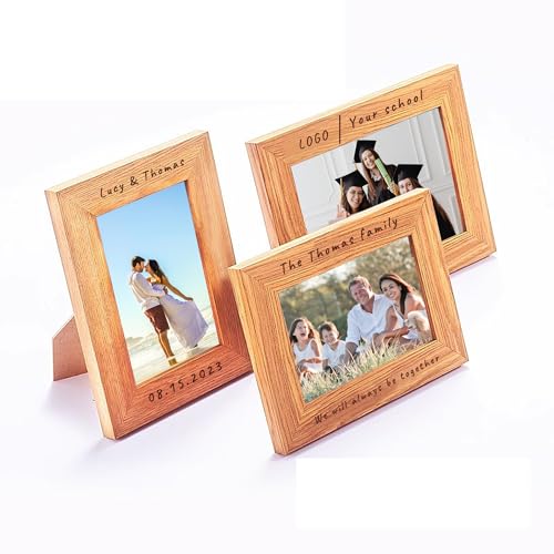 toyofmine Personalisierter Bilderrahmen aus Holz – Graviertes Fotogeschenk mit k