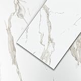 Mulgreat - PVC Bodenbelag - Selbstklebende Vinyl-Fliesen - Vinylboden - Betoneffekt - Marmor weiß - 60,96 cm x 30,48 cm x 1,5 mm - Dicke 1,5 mm - 2.23m² / 12 Fliesen