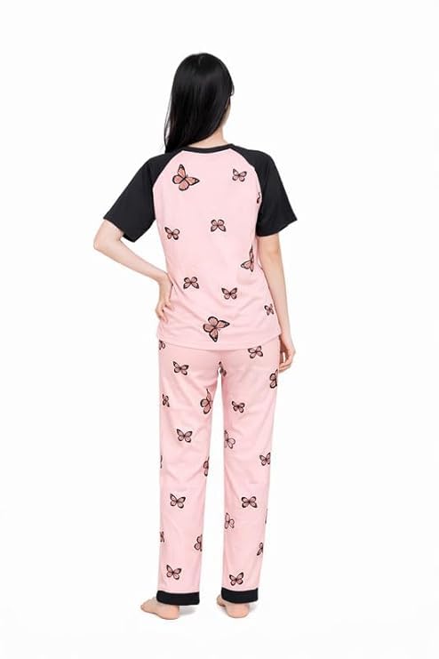 Image of LUXERUDRA Women's Pajama Set, Soft Breathable Korean Style Nightsuit with Top & Full Pants, Lightweight Loose Fit Nightwear & Loungewear for Girls & Women.