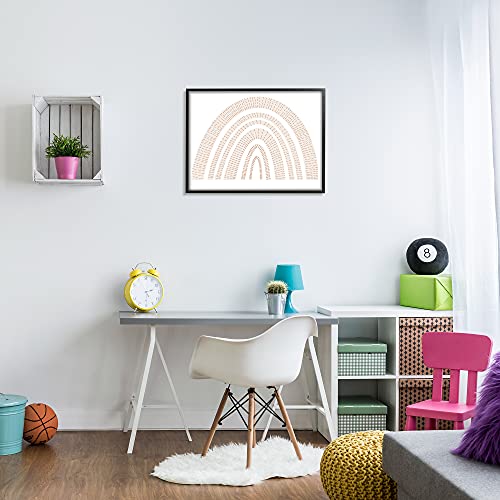 Image of 'Neutral Patterned Rainbow Arches Minimal'| Framed Giclee Art | Stupell Industries | Black, 30 x 24 Inches, Easy to Hang and Sturdy, Made in USA, by Lil' Rue