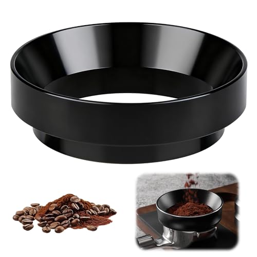 Amztour Kaffee Dosierring 58mm Magnetischer Dosiertrichter mit Magnet für Espresso und Kaffee Anti-Statik Kompatibel mit 58 mm Siebträger (Schwarz)-Leicht zu Reinigen