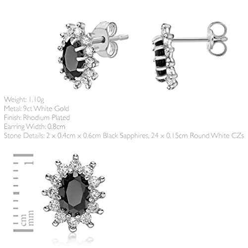 Boucles d'oreilles saphir noir CZ or jaune 9 ct 10 mm - 4