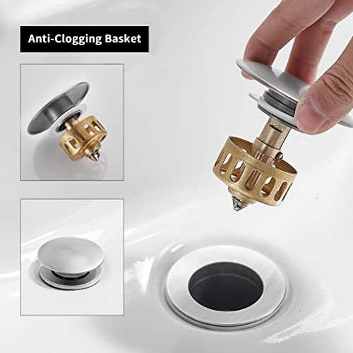 WOMAO Nichel Spazzolato Piletta Lavabo Pop-Up