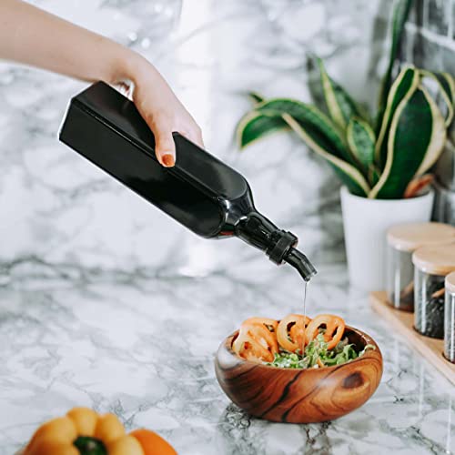 Infinity Jars 500 Ml (17 Fl Oz) Black Ultraviolet Square Glass Oil Bottle With Plastic Pour Spout #TOP7