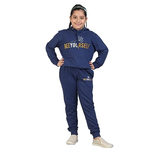 Image of LABEL MY Girls Cotton Loop Knit Full-Sleeve Printed Hoodie Sweatshirt & Joggers Tracksuit | Comfortable and Stylish Coord Set for Kids & Teens| 5-16 Years