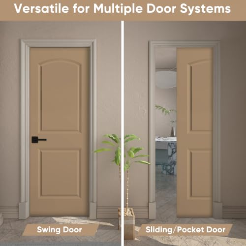 Image of BARNSMITH 28x80 in Raised 2-Panel Arch Top White Primed Interior Door Panel | Smooth Classic Paintable Hollow Core Interior Door Slab, for Swing, Pocket, Sliding Door, Durable and Lightweight