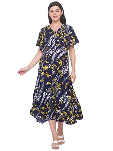 Image of AV2 Womens Viscose Maternity | Nursing |Feeding | Breast Feeding Dress with Zippers for Post Pregnancy